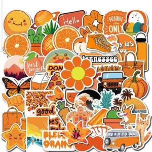50 Stickers | No Repeats | Matte Finish | Orange | Brand New